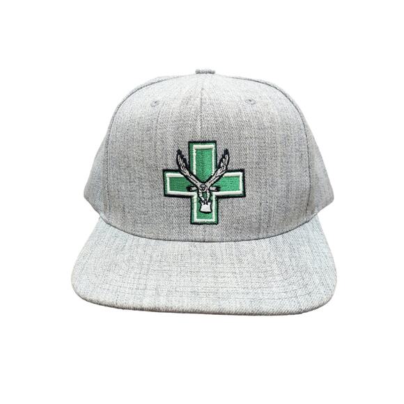 Mitchell & Ness Grey Snapback Hat With Cross And Eagle Logo
